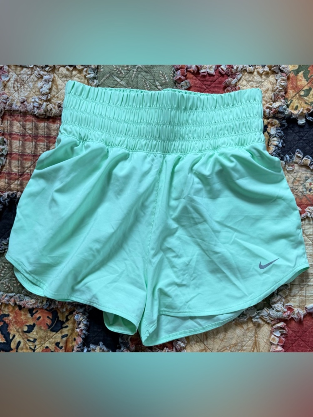 Nike Women’s Mint Athletic Smocked-Waist Shorts